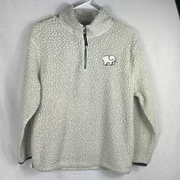 ivory ella Sweaters - Ivory Ella Cream Sherpa Fleece Zipper Pull Over Sweater